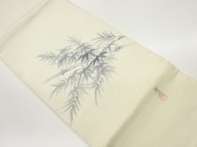 JAPANESE NAGOYA OBI / HIGE TSUMUGI / BAMBOO GRASS / ARTIST WORK